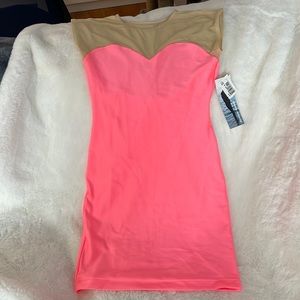 BRAND NEW American Apparel dress - fluorescent w/ nude mèche upper - size M/L